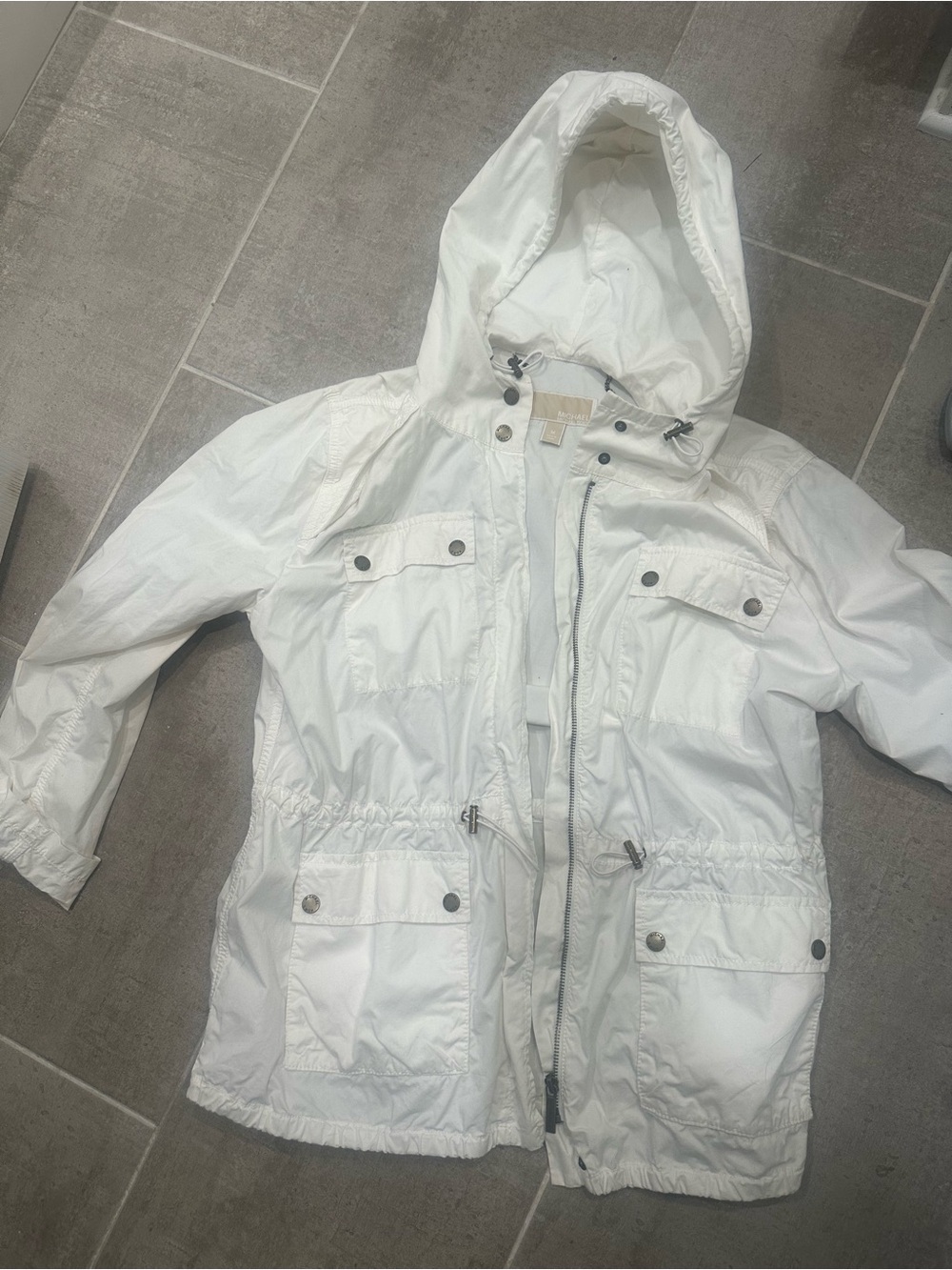 Michael Kors White Hooded Anorak Jacket